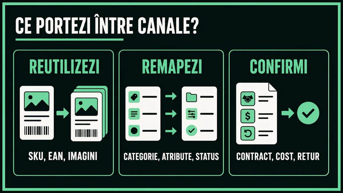 Matrice cu date reutilizate, câmpuri remapate și condiții confirmate separat pentru eMAG și Altex