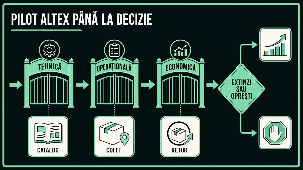 Pilot Altex în trei porți: tehnică, operațională și economică, până la decizia de canal