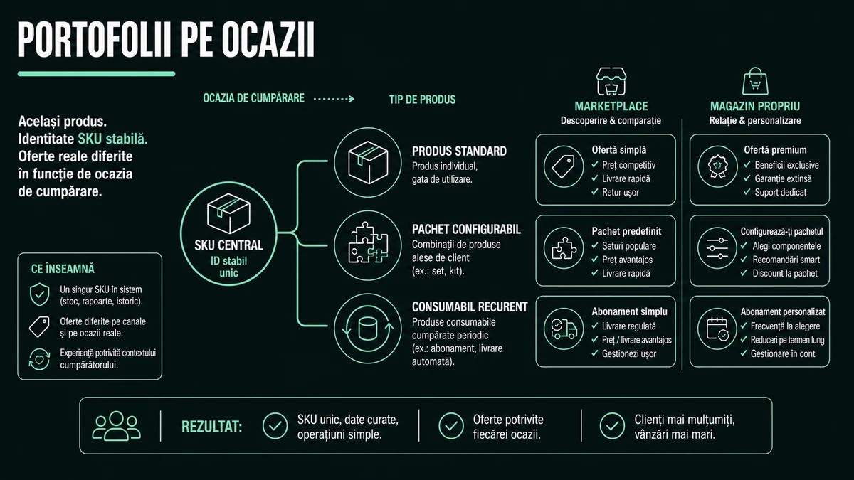 Portofolii de produs separate prin ocazii de cumpărare, nu prin coduri artificiale