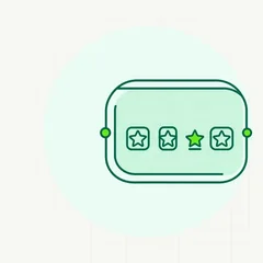 Trei elemente legate printr-o linie verde: o țintă cu săgeată, un card cu foaie de document și un card cu fațadă de magazin deasupra unui teanc de bare orizontale verzi și gri