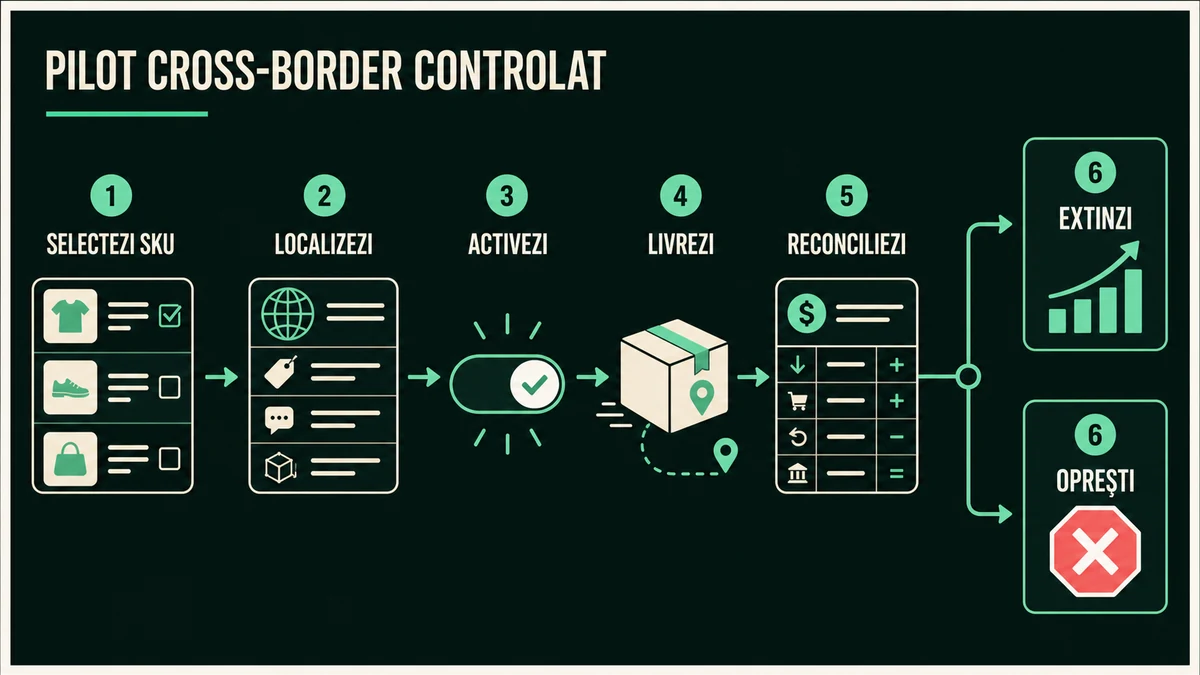 Pilot cross-border de la selecția SKU-urilor la localizare, activare, livrare, reconciliere și decizie