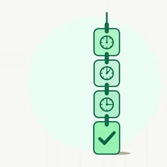 Un document cu lacăt și rânduri evidențiate cu verde, o săgeată spre un plic și mai departe spre un telefon cu bifă verde, legat punctat de o pictogramă de link