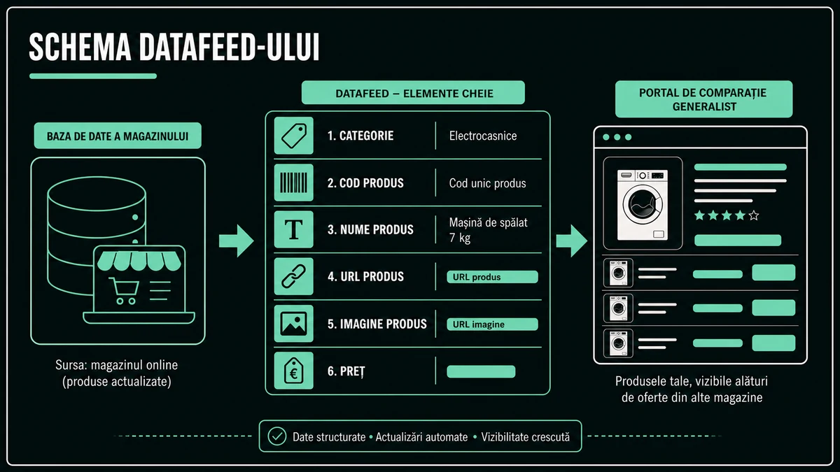 Schema minimă și controalele unui datafeed ShopMania