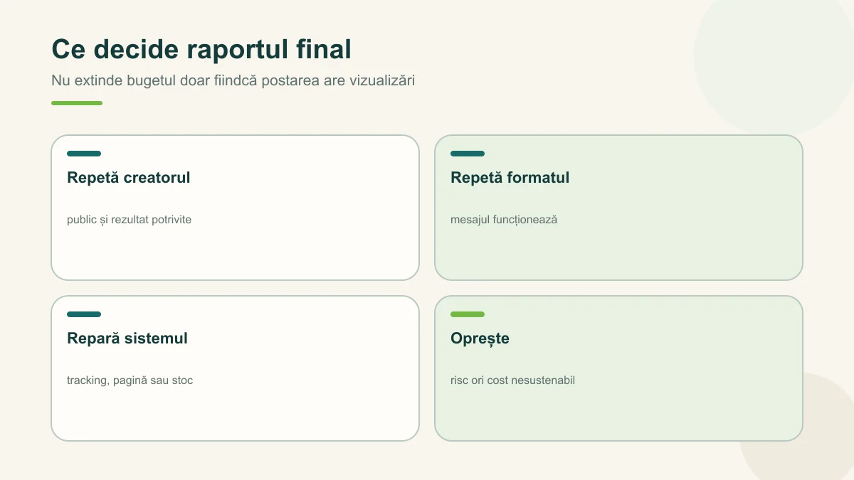 Decizia finală separă creatorul, formatul, infrastructura și rezultatul de business